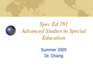 Spec Ed 781 Advanced Studies in Special Education