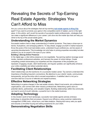 Revealing the Secrets of Top-Earning Real Estate Agents_ Strategies You Can't Afford to Miss