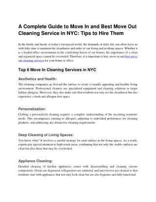 A Complete Guide to Move In and Best Move Out Cleaning Service in NYC_ Tips to Hire Them