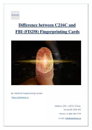 Difference Between C216C and FBI (FD258) Fingerprinting Cards