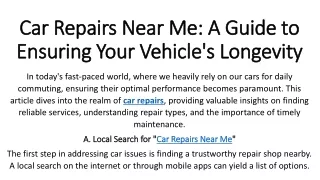 Car Repairs Near Me A Guide to Ensuring Your Vehicle's Longevity