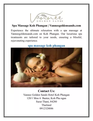 Spa Massage Koh Phangan | Vanneegoldensands.com