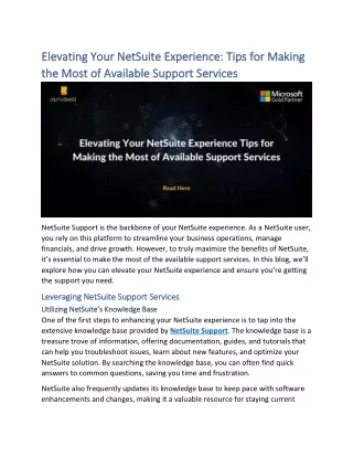 Elevating Your NetSuite Experience Tips for Making the Most of Available Support Services