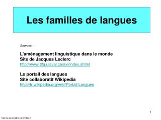 Les familles de langues
