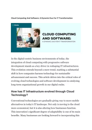 Cloud Computing And Software