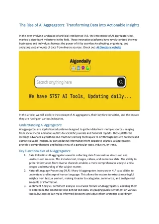 The Rise of AI Aggregators Transforming Data into Actionable Insights