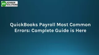 An Easy Method To Resolve QuickBooks Payroll Most Common Errors