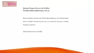 Infrared Sauna Service In Griffin  Totalbreakthroughtherapy.com.au