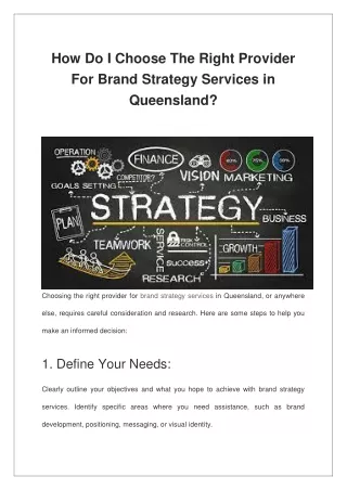 How Do I Choose The Right Provider For Brand Strategy Services in Queensland?