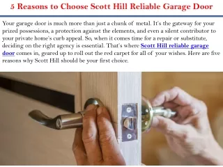 5 Reasons to Choose Scott Hill Reliable Garage Door