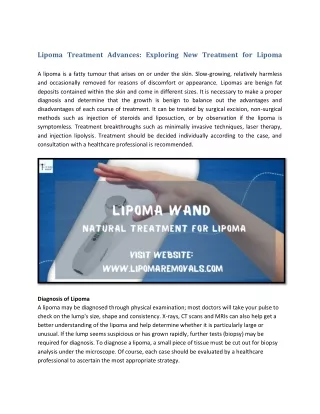 Lipoma Treatment Advances - Exploring New Treatment for Lipoma (1)