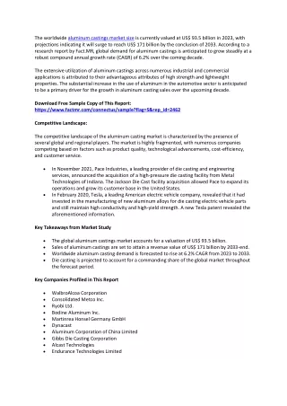 Aluminum Castings Market: Types, Key Players, Product, Demand & Forecast 2033