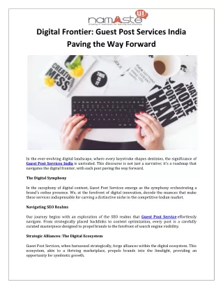 Digital Frontier Guest Post Services India Paving the Way Forward