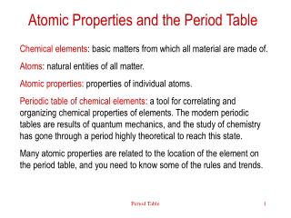 Atomic Properties and the Period Table