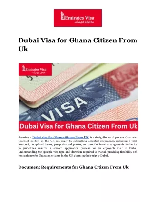 Dubai Visa for Ghana Citizen From Uk