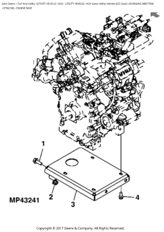 John Deere XUV Gator Utility Vehicle 625i (GAS) Parts Catalogue Manual (PC9957)