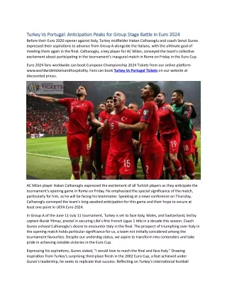 Turkey Vs Portugal Anticipation Peaks for Group Stage Battle in Euro 2024