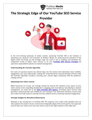 The Strategic Edge of Our YouTube SEO Service Provider