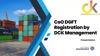 Streamline Trade CoO DGFT Registration by DCK Management