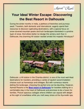 Best resort in Dalhousie