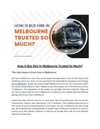 On the Road to Confidence: Melbourne Bus Hire's Trusted Legacy