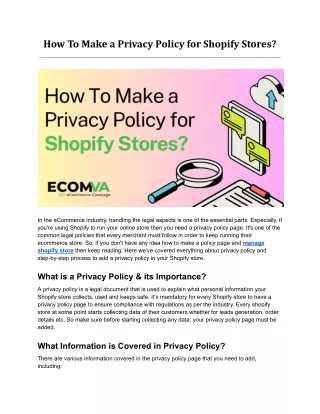 How To Make a Privacy Policy for Shopify Stores?