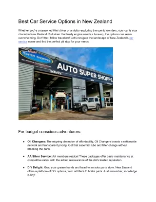 Best Car Service Options in New Zealand