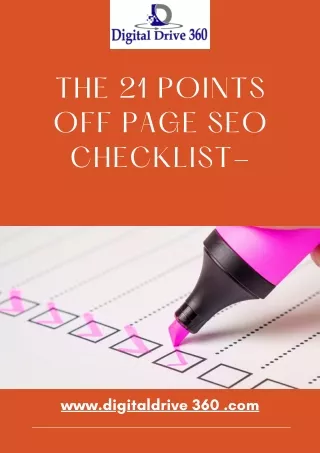 The 21 Points off Page SEO Checklist