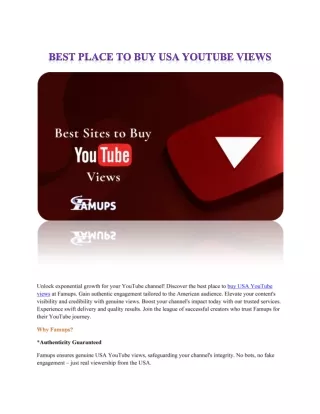 Best Place to Buy USA YouTube Views