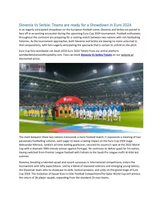 Slovenia Vs Serbia Teams are ready for a Showdown in Euro 2024