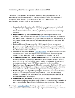 Transforming IT service management with ServiceNow CMDB