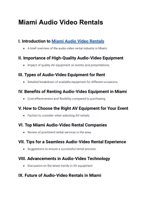 Miami Audio Visual Rentals
