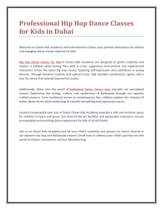 Professional Hip Hop Dance Classes for Kids in Dubai