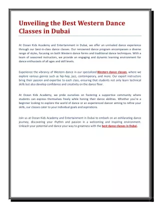 Unveiling the Best Western Dance Classes in Dubai