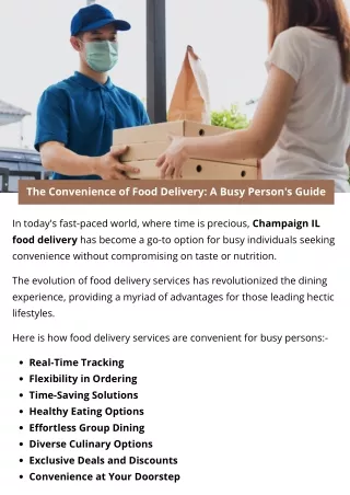 The Convenience of Food Delivery: A Busy Person's Guide