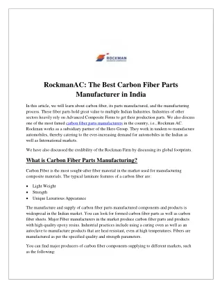 RockmanAC The Best Carbon Fiber Parts Manufacturer in India