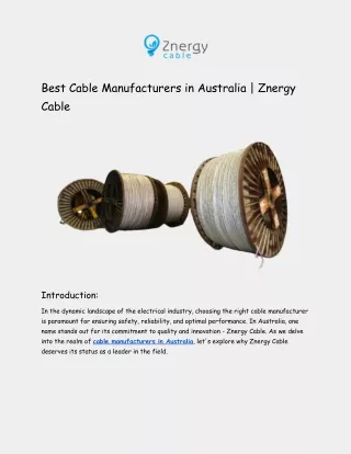 Best Cable Manufacturers in Australia