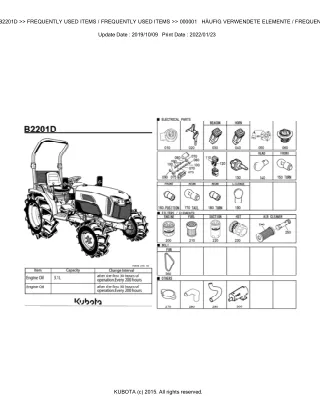 Kubota B2201D Tractor Parts Catalogue Manual (Publishing ID BKIDK5193)