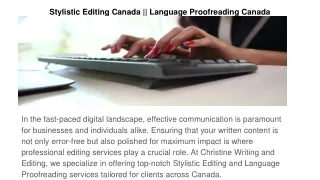 Stylistic Editing Canada Language Proofreading Canada