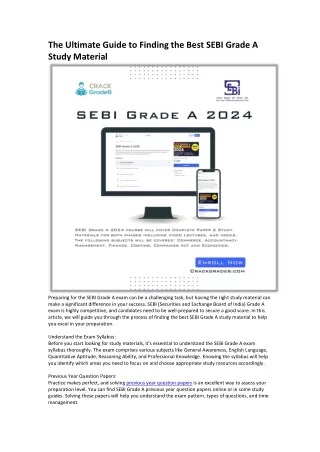 The Ultimate Guide to Finding the Best SEBI Grade A Study Material