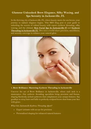 Glamour Unleashed Brow Elegance, Silky Waxing, and Spa Serenity in Jacksonville, FL