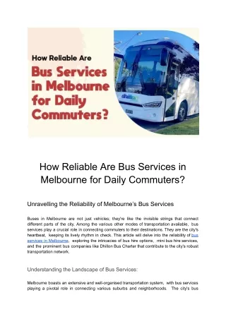 Are Melbourne's Bus Services Reliable for Daily Commuters?