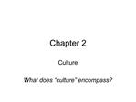 Culture What does culture encompass