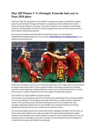Play Off Winner C Vs Portugal From the bad year to Euro 2024 glory
