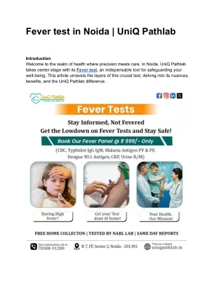 Fever test in Noida | UniQ Pathlab