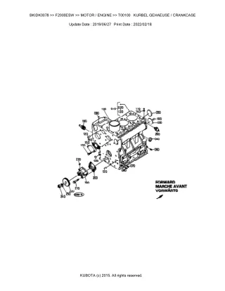 Kubota F2000ESW Front Mower Parts Catalogue Manual (Publishing ID BKIDK0078)