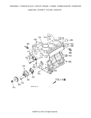 Kubota F2000II-ELW GLW Front Mower Parts Catalogue Manual (Publishing ID BKIDA0064)