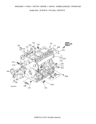 Kubota F2400 Front Mower Parts Catalogue Manual (Publishing ID BKIDA0065)