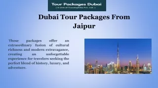 Dubai Tour Packages From Jaipur