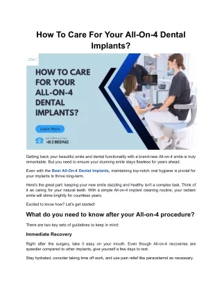 How To Care For Your All-On-4 Dental Implants?